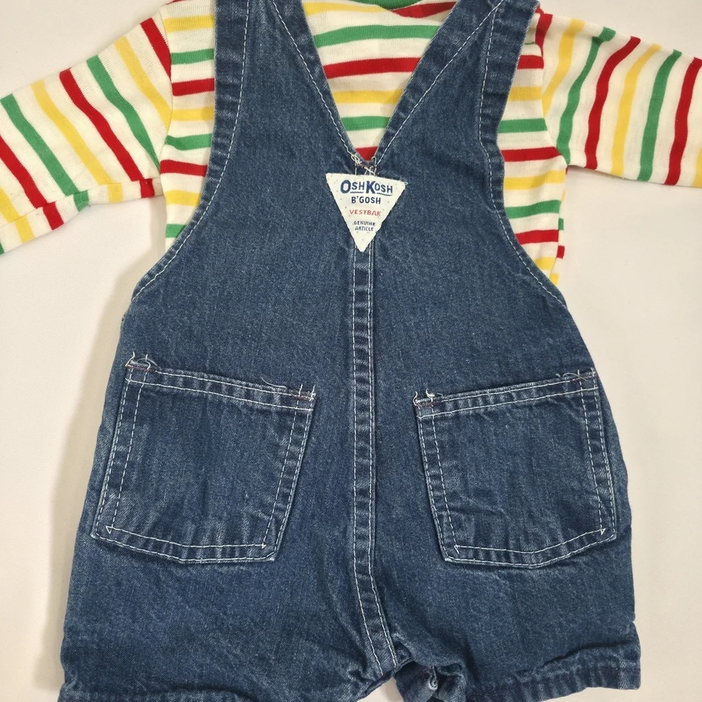 Vintage OshKosh B’Gosh Baby Overall Set USA Made 80s S Cotton